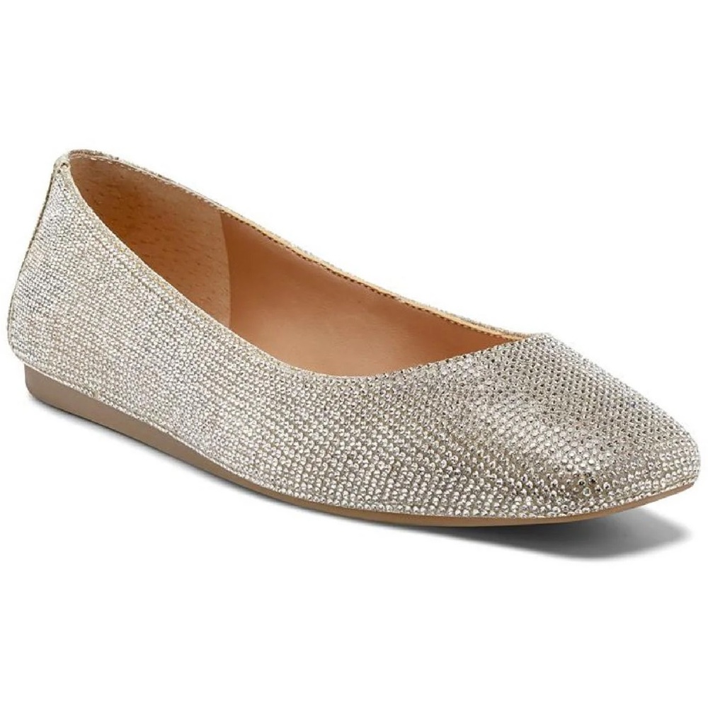 🩶New INC International Concepts Sparkling Silver Square Toe Loafers - Size 10